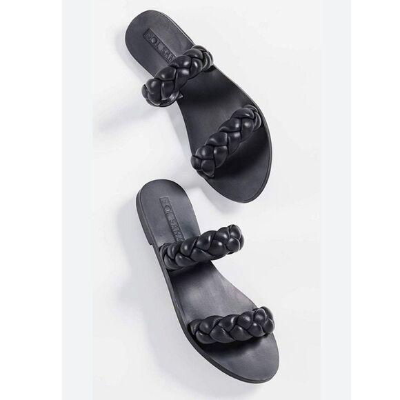 Sol Sana Vera Braided Leather Double Strap Sandal Slide EU Size 39 US Size 8 BN2 - Picture 2 of 8